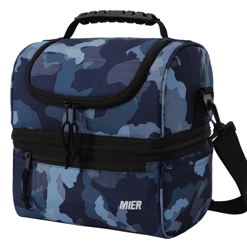 MIER Adult Lunch Box Insulated Lunch Bag Large Cooler Tote Bag for Women, Double Deck Cooler, Camouflage (Large) - Image 1